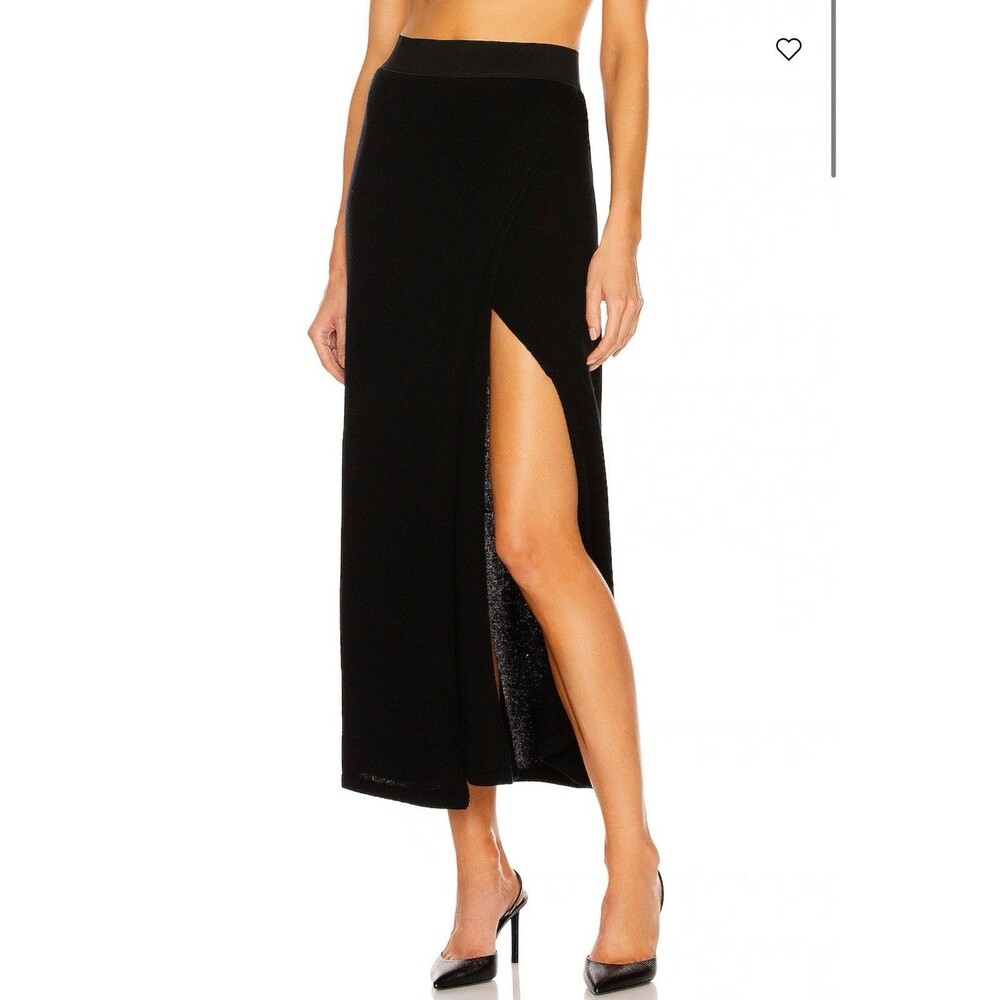 RtA Isadora 100% Cashmere Faux Wrap Black Maxi Skirt Sz M New